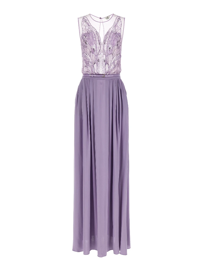 Purple Viscose Long Dress