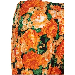 Orange Viscose Flared Pants