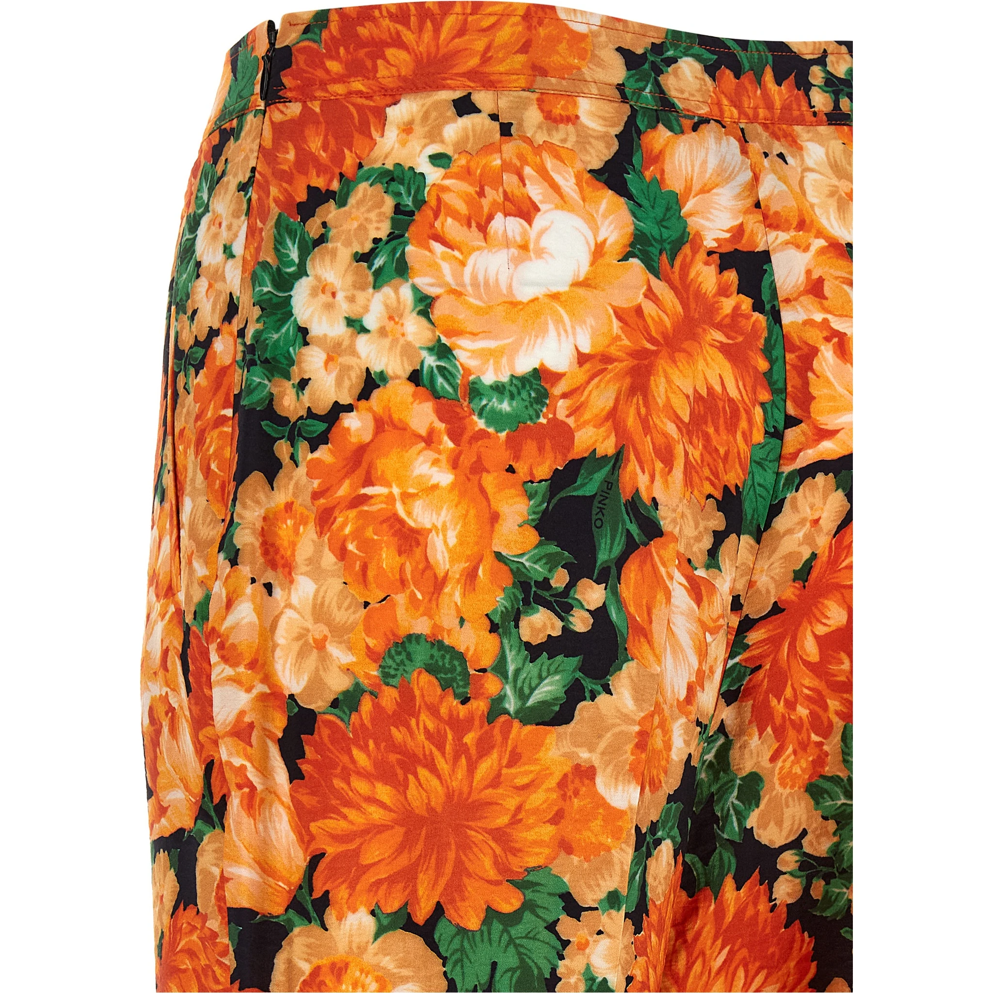 Orange Viscose Flared Pants