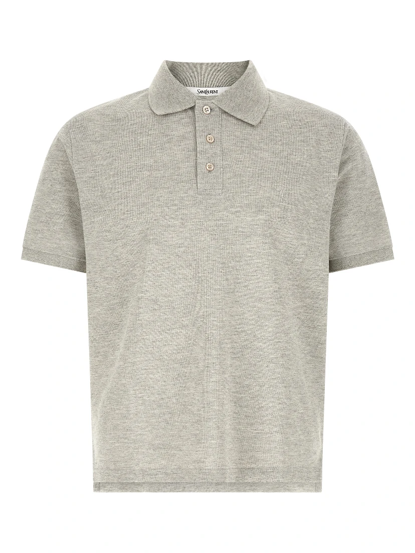 Gray Cotton Polo Shirt
