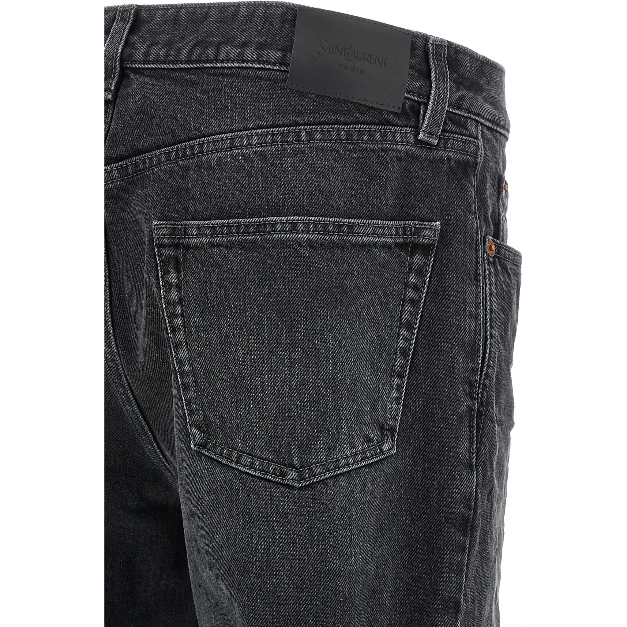 Black Cotton Straight-Leg Jeans