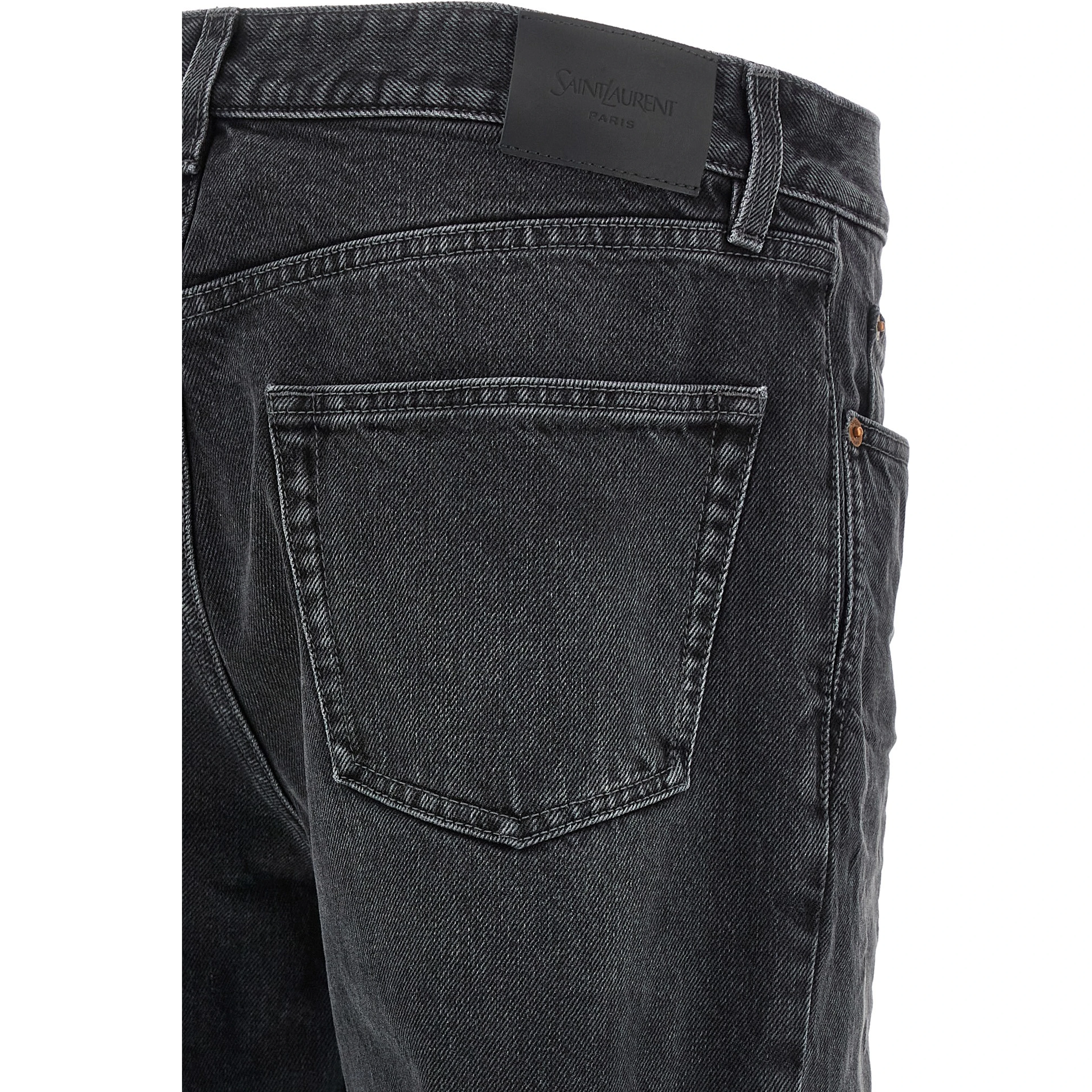 Black Cotton Straight-Leg Jeans