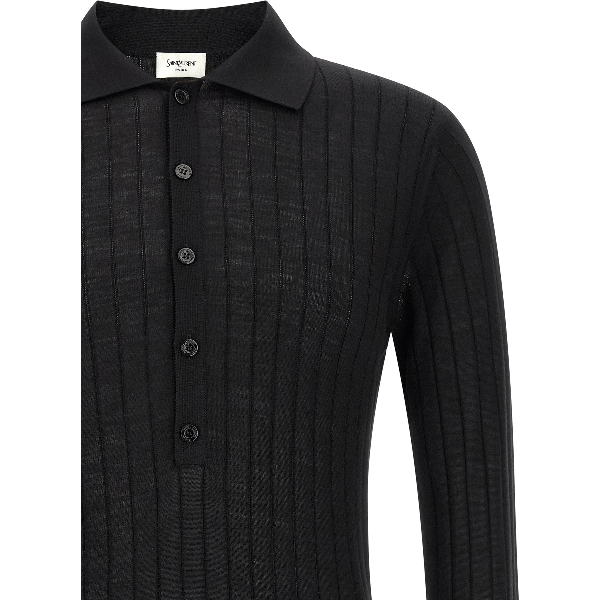 Black Wool Polo Shirt