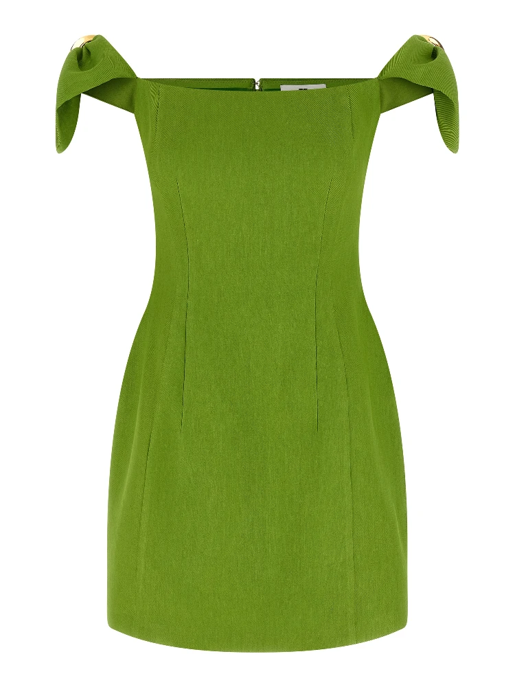 Bicolor Linen Short Dress
