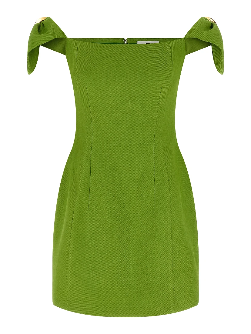 Bicolor Linen Short Dress