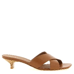 Brown Calfskin Mid Heel Pumps