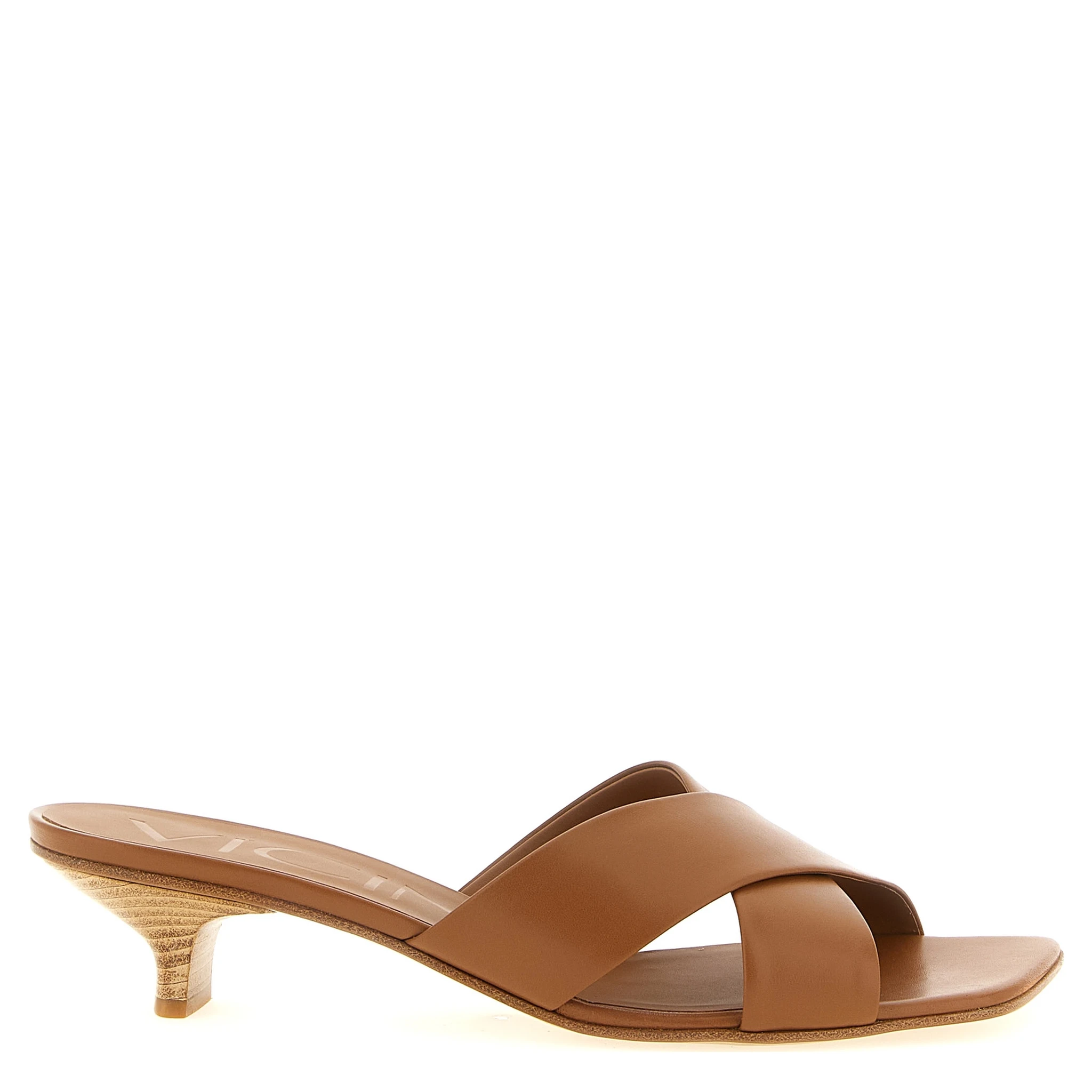Brown Calfskin Mid Heel Pumps
