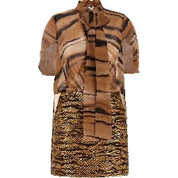 Brown Polyester Short Dress