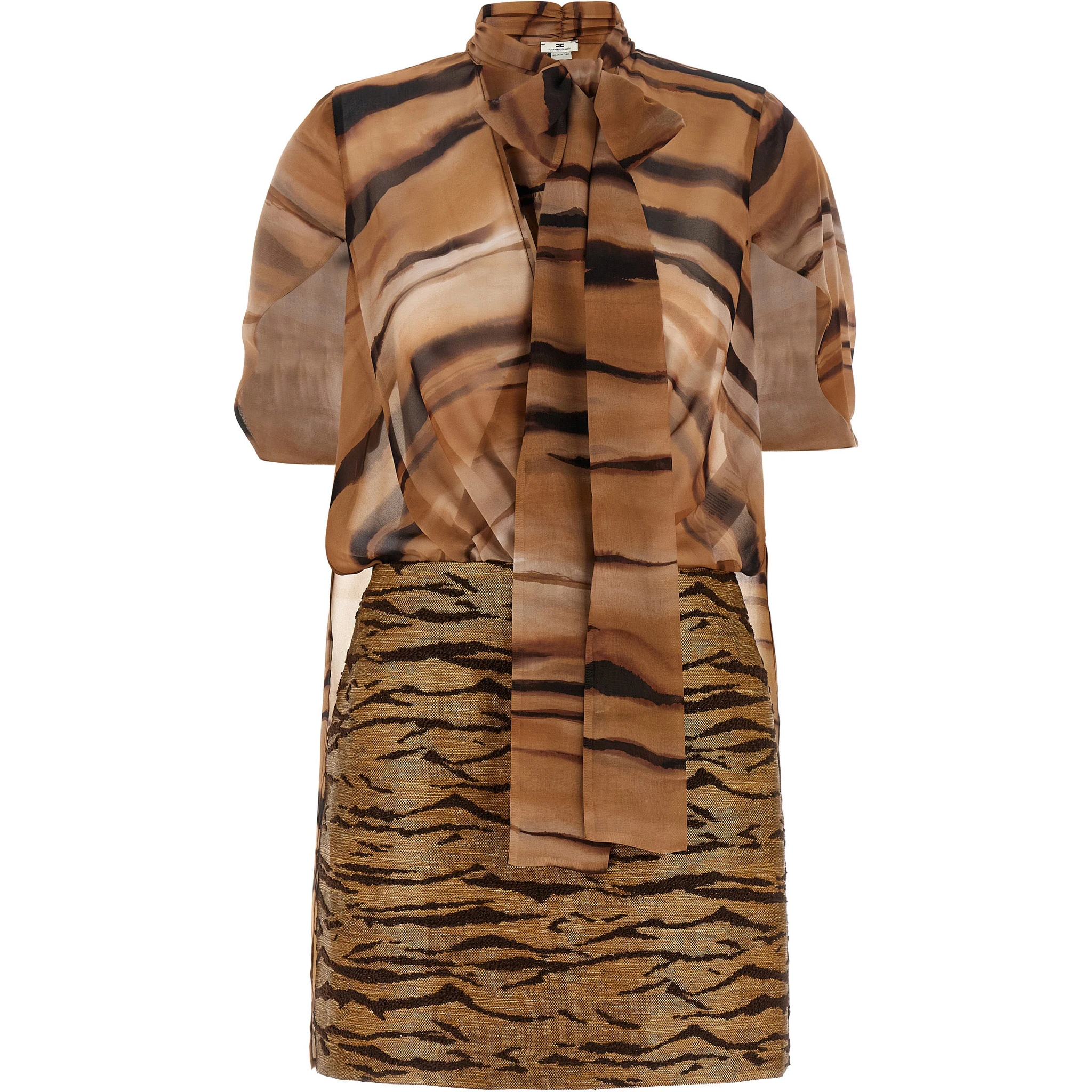 Brown Polyester Short Dress