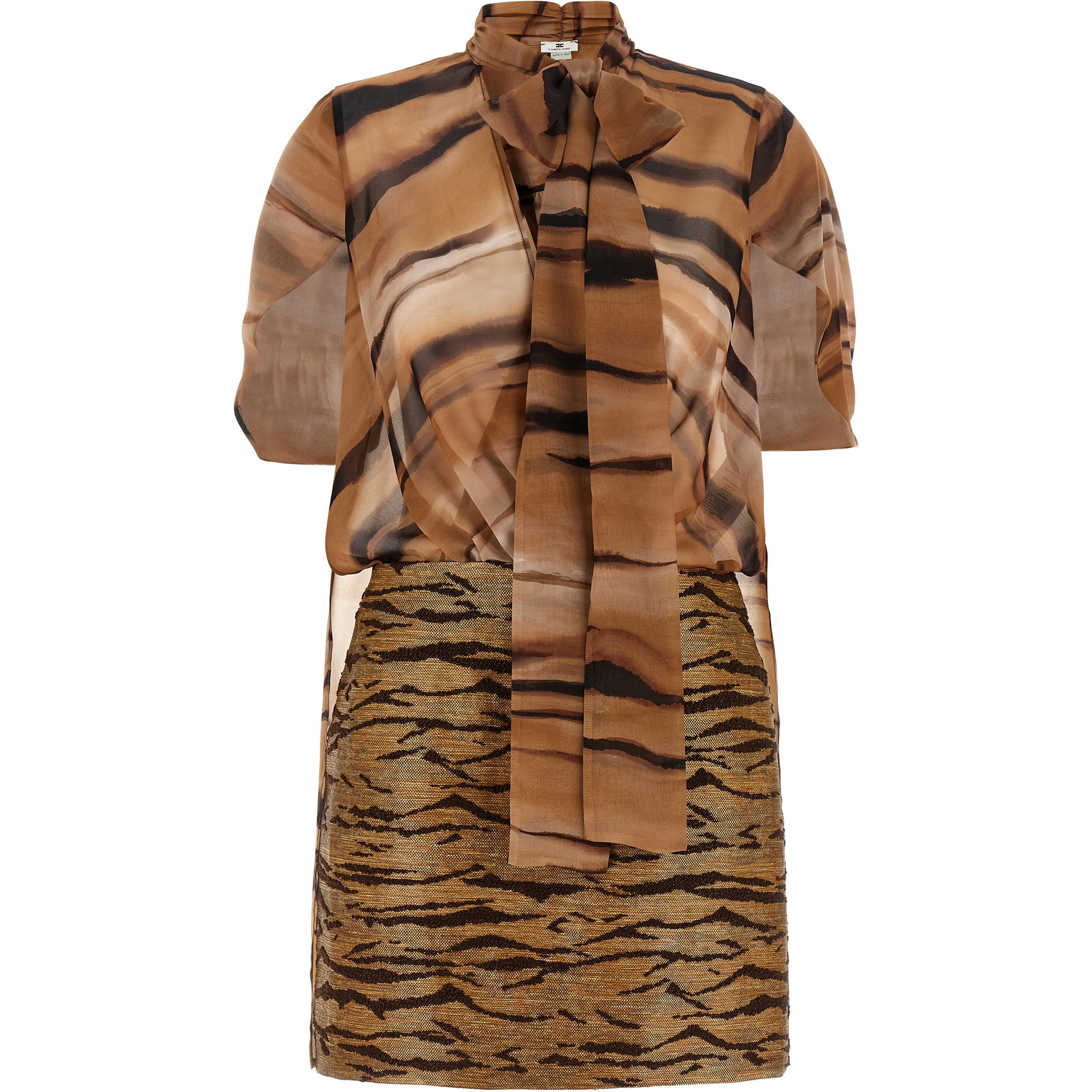 Brown Polyester Short Dress