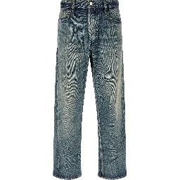 Blue Cotton Straight-Leg Jeans