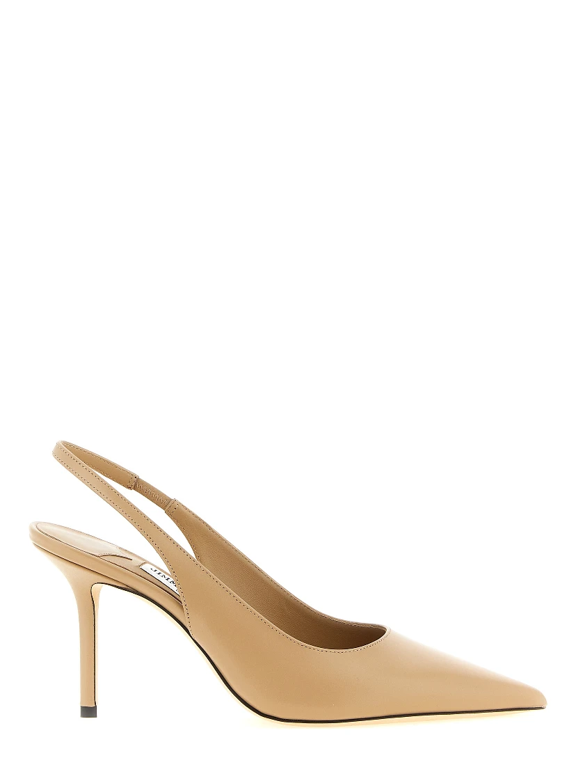 Beige Leather High Heel Pumps