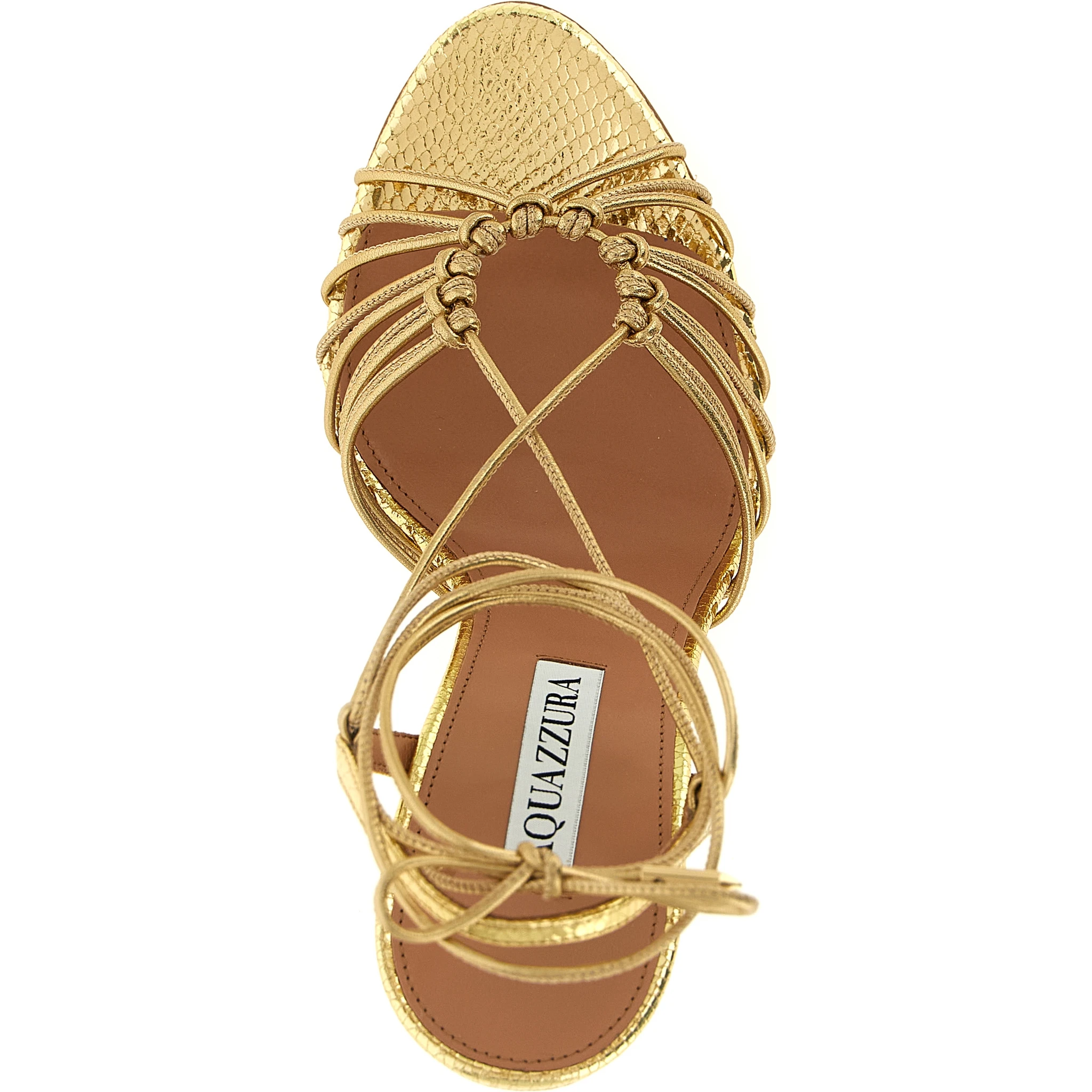 Gold Lamb Leather Stiletto Heel Sandals