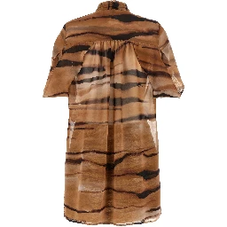 Brown Polyester Short Dress