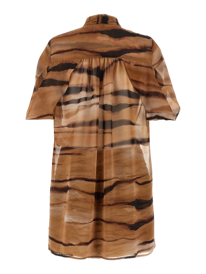 Brown Polyester Short Dress