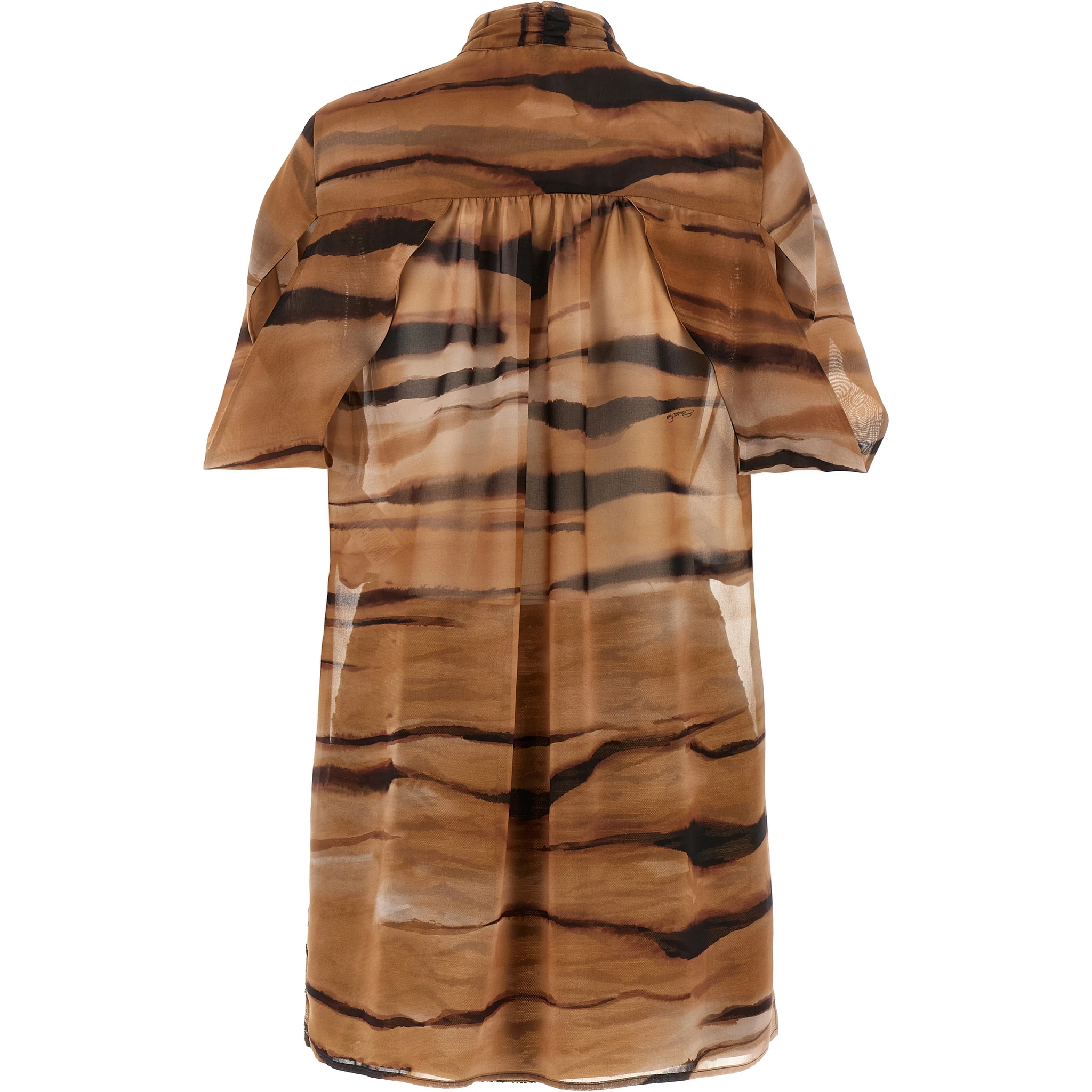 Brown Polyester Short Dress