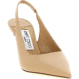 Beige Leather High Heel Pumps