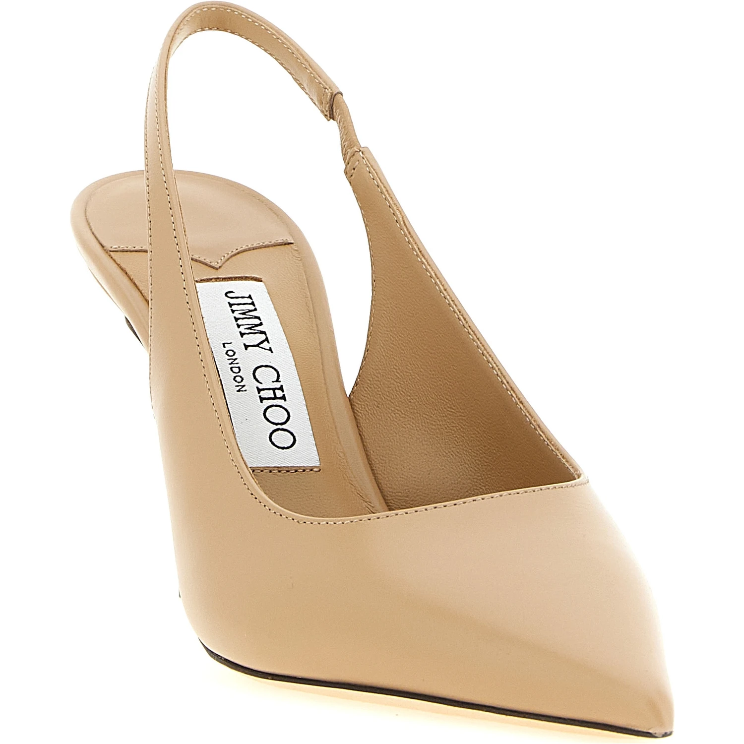 Beige Leather High Heel Pumps