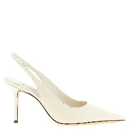 White Leather High Heel Pumps