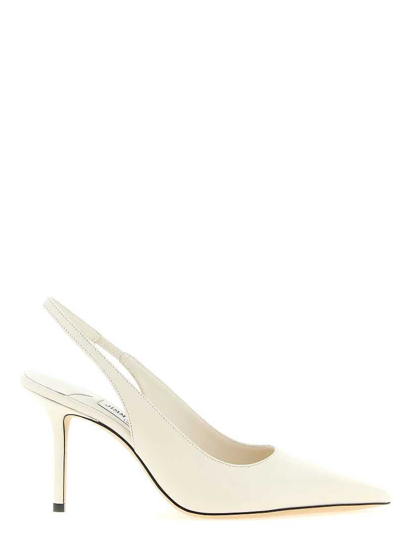 White Leather High Heel Pumps