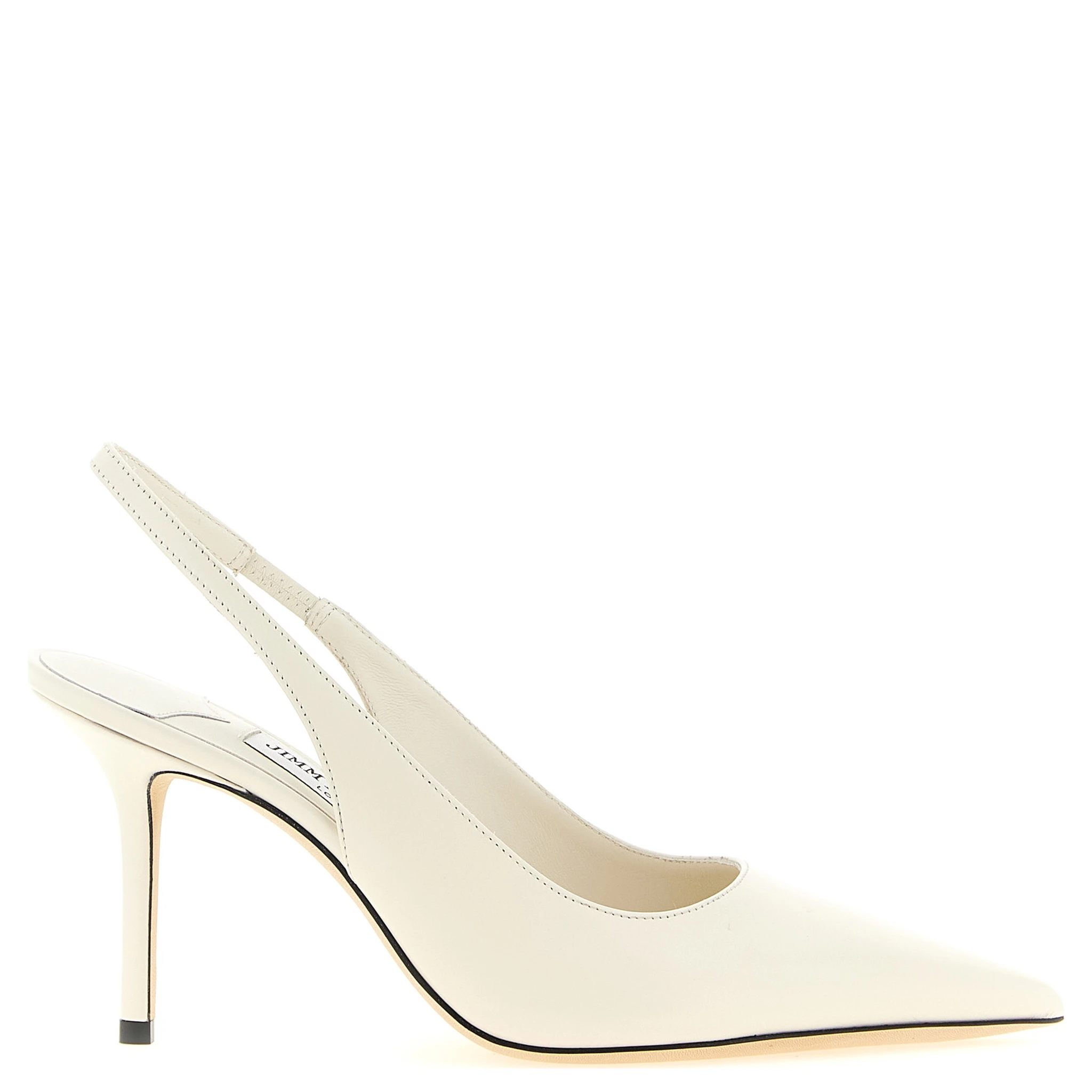 White Leather High Heel Pumps