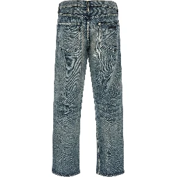 Blue Cotton Straight-Leg Jeans