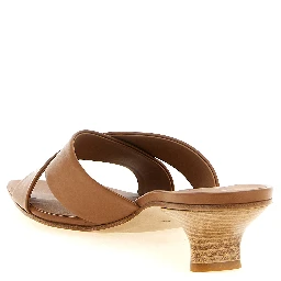 Brown Calfskin Mid Heel Pumps