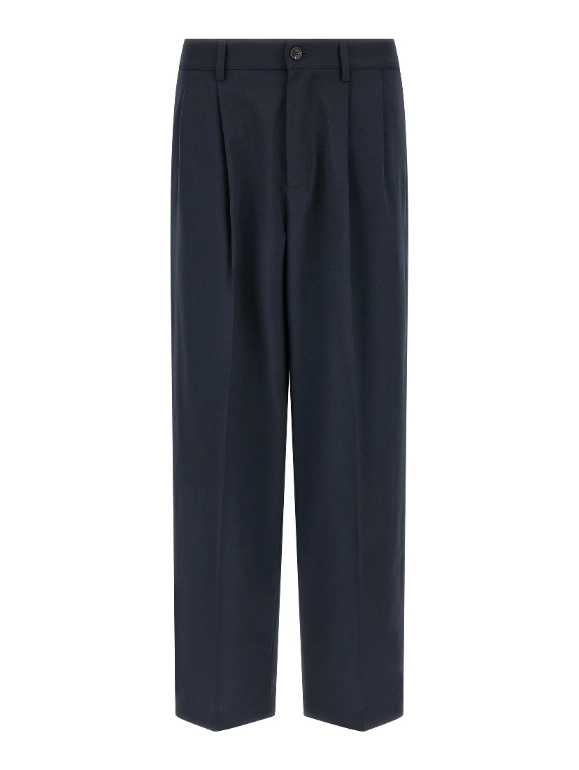 Blue Polyester Chino Pants