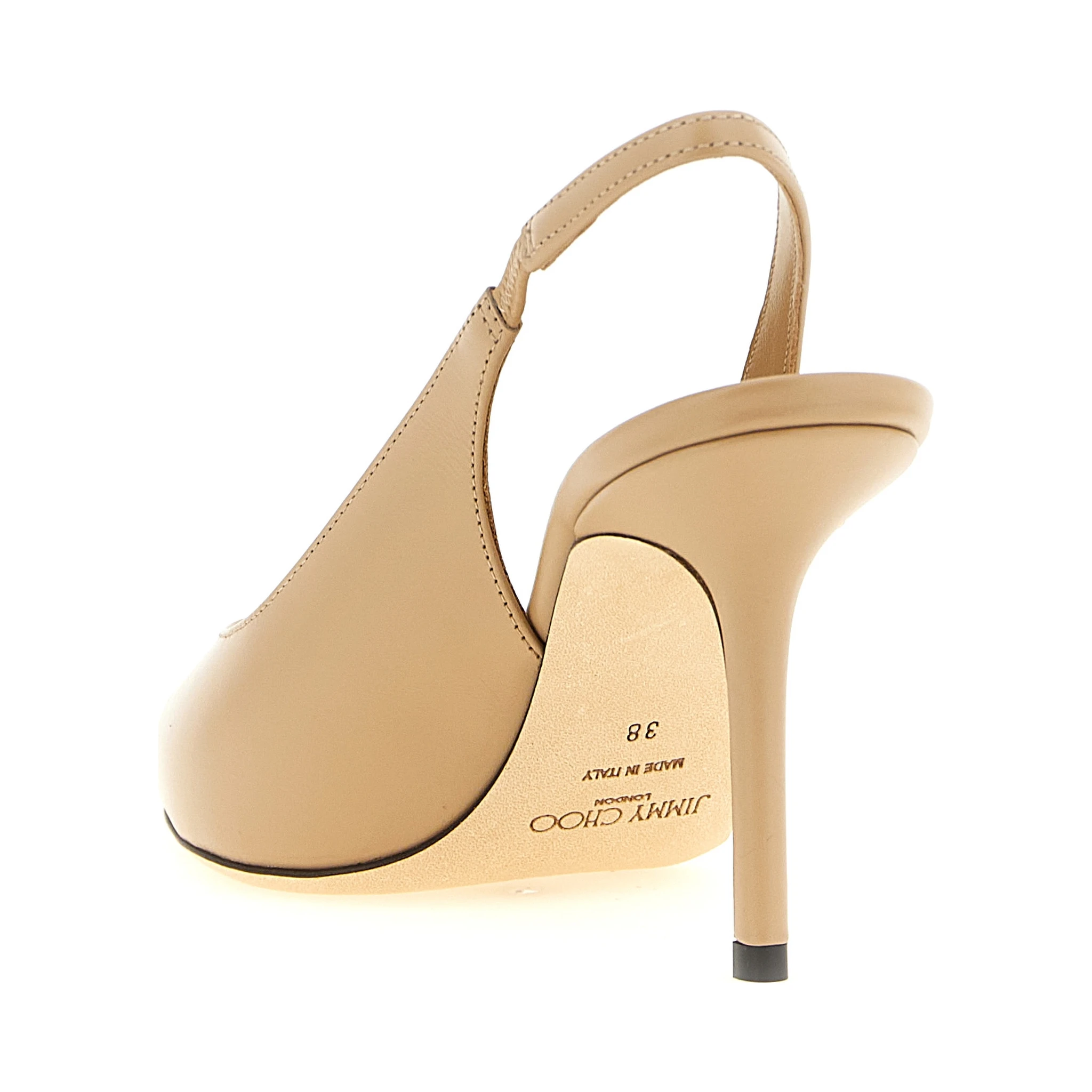 Beige Leather High Heel Pumps