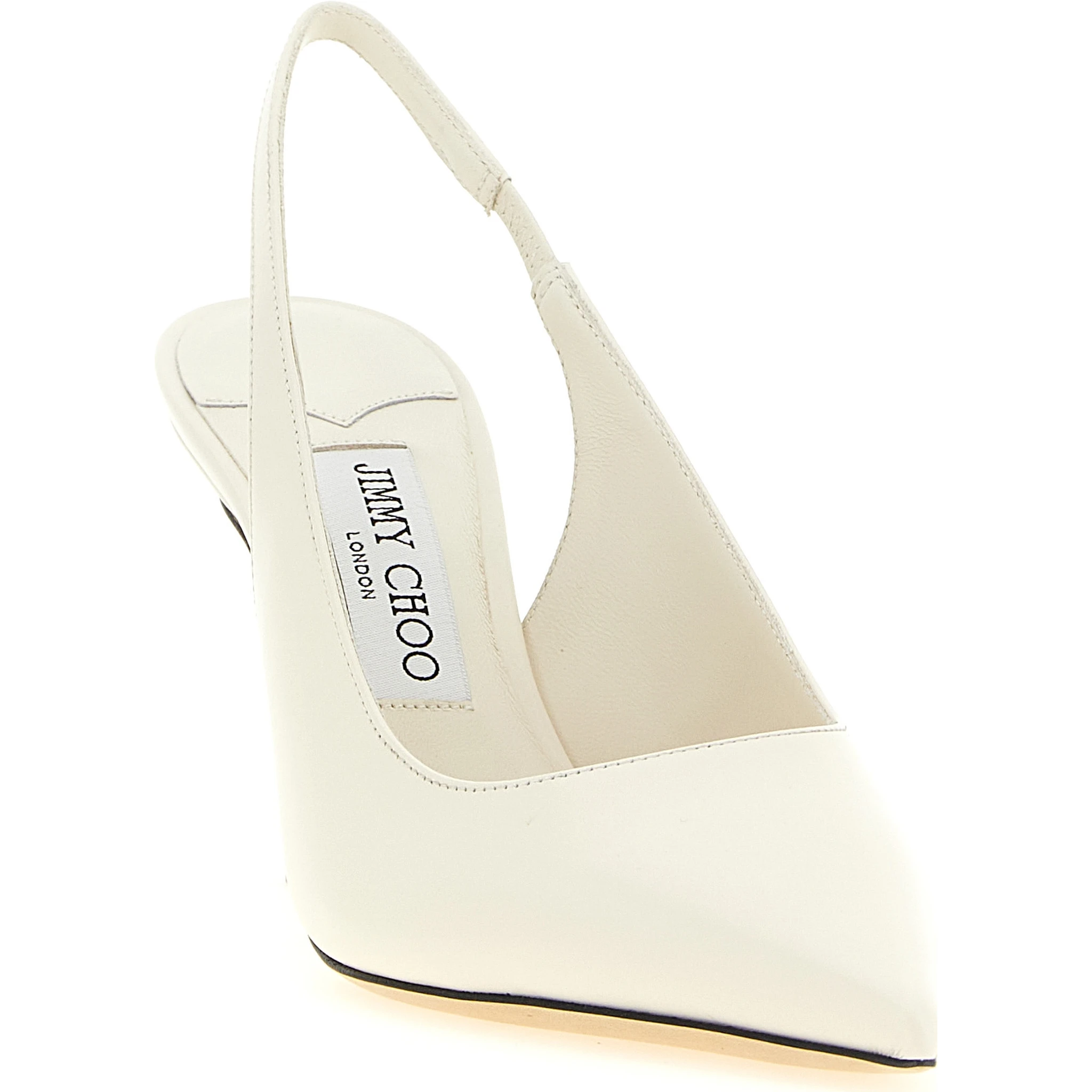 White Leather High Heel Pumps