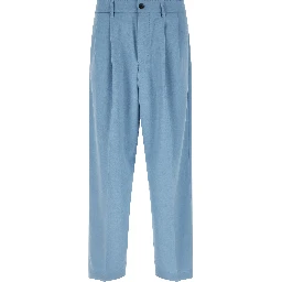 Blue Polyester Chino Pants