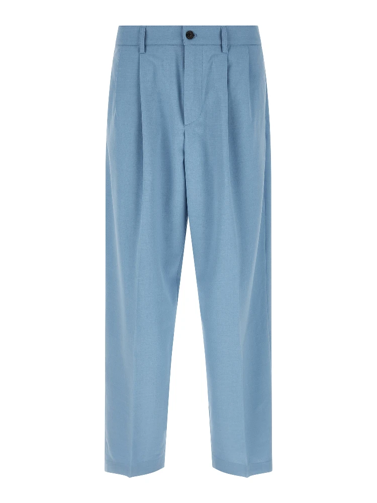 Blue Polyester Chino Pants