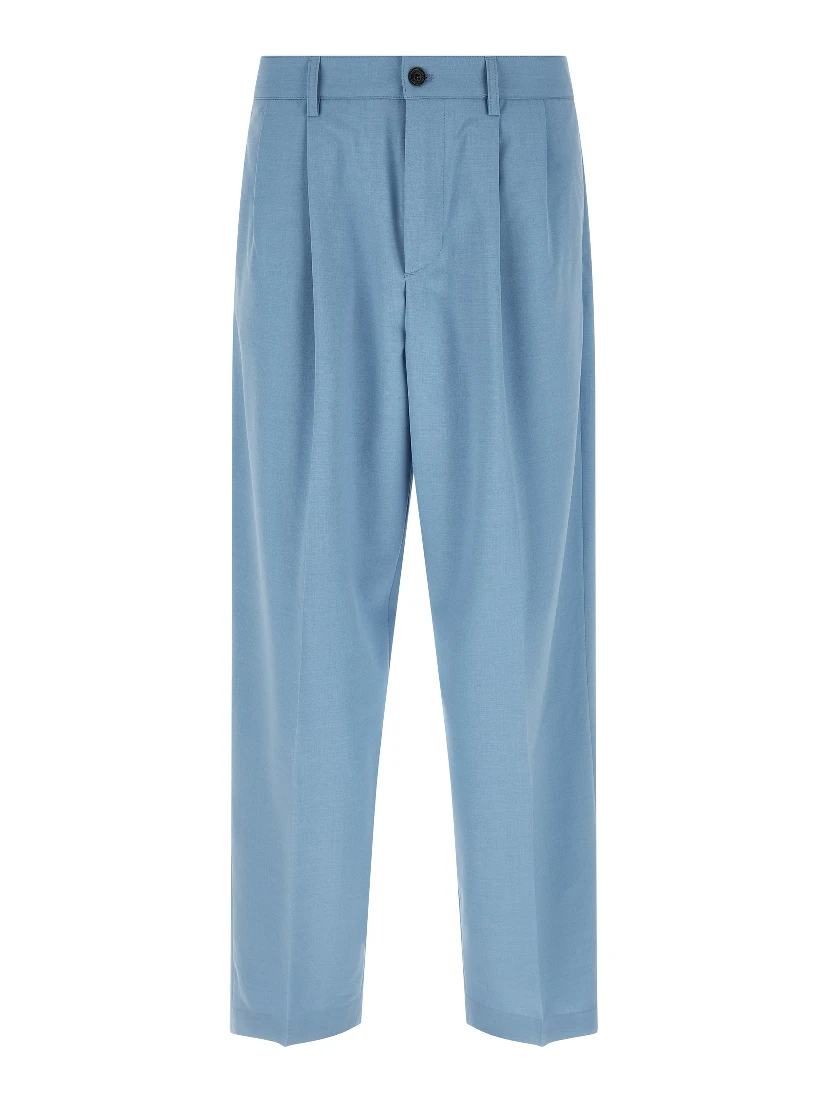 Blue Polyester Chino Pants