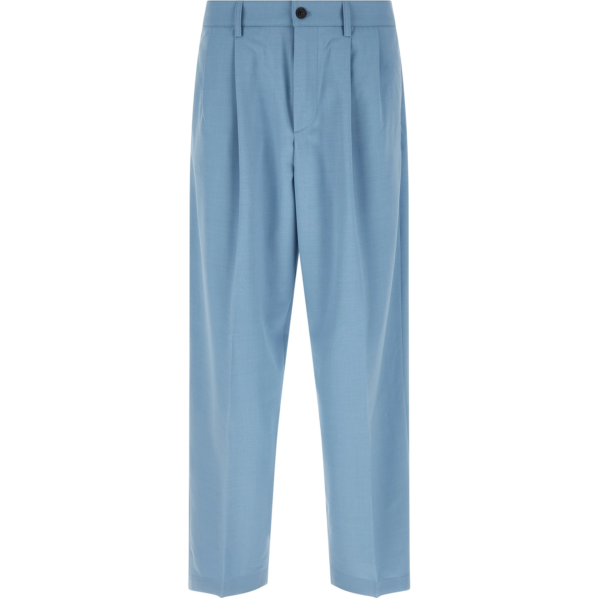 Blue Polyester Chino Pants