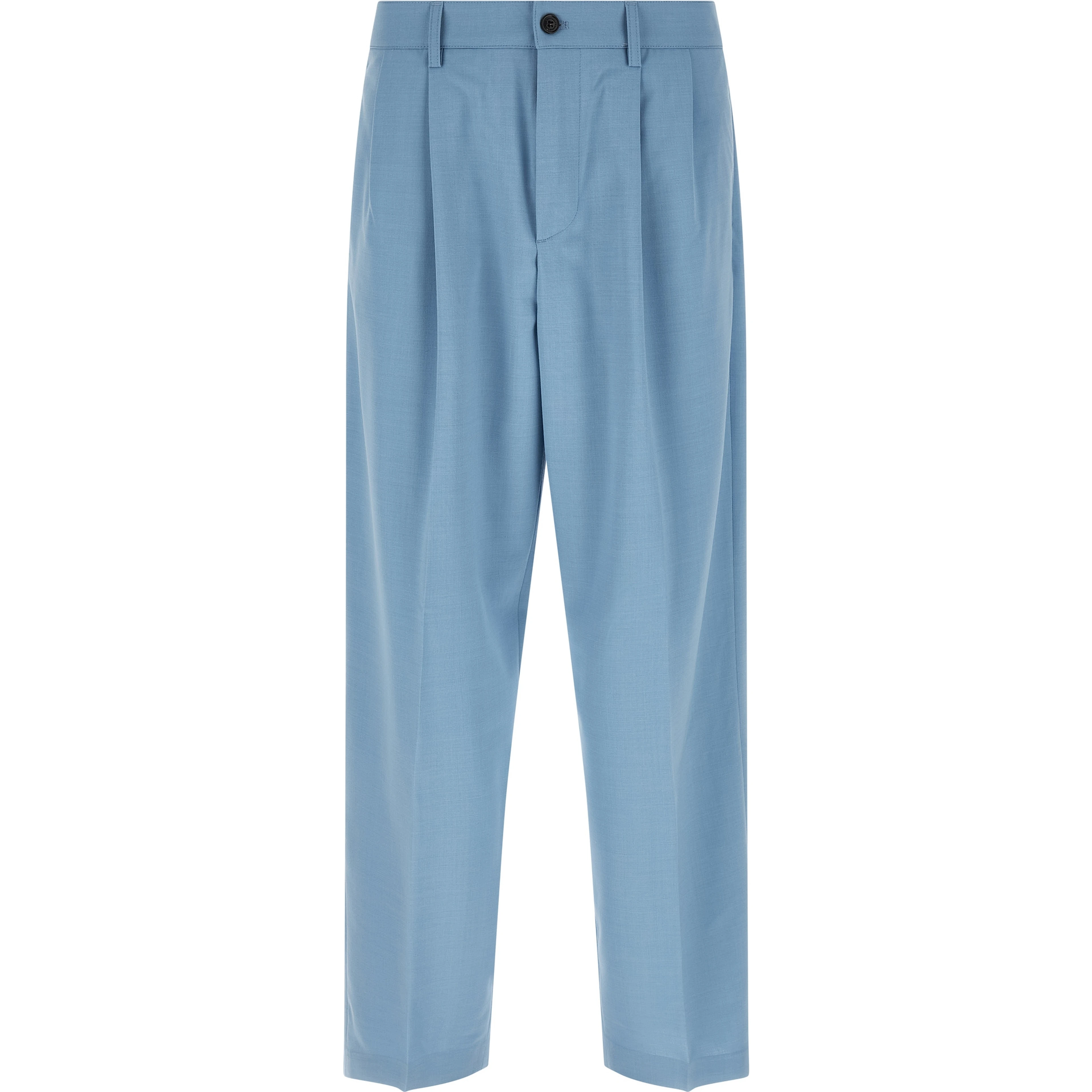 Blue Polyester Chino Pants