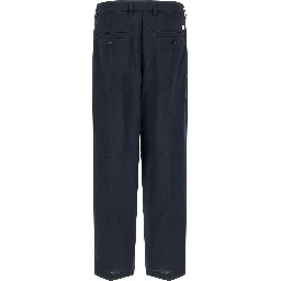 Blue Polyester Chino Pants