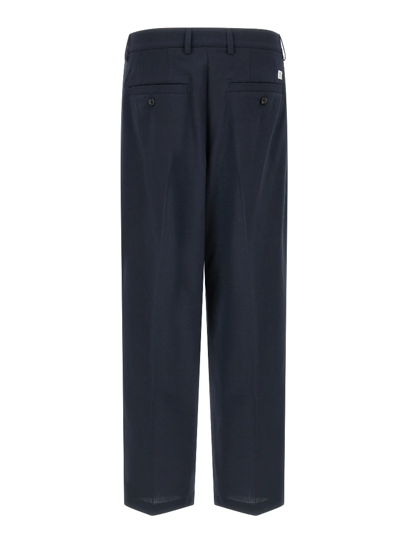 Blue Polyester Chino Pants