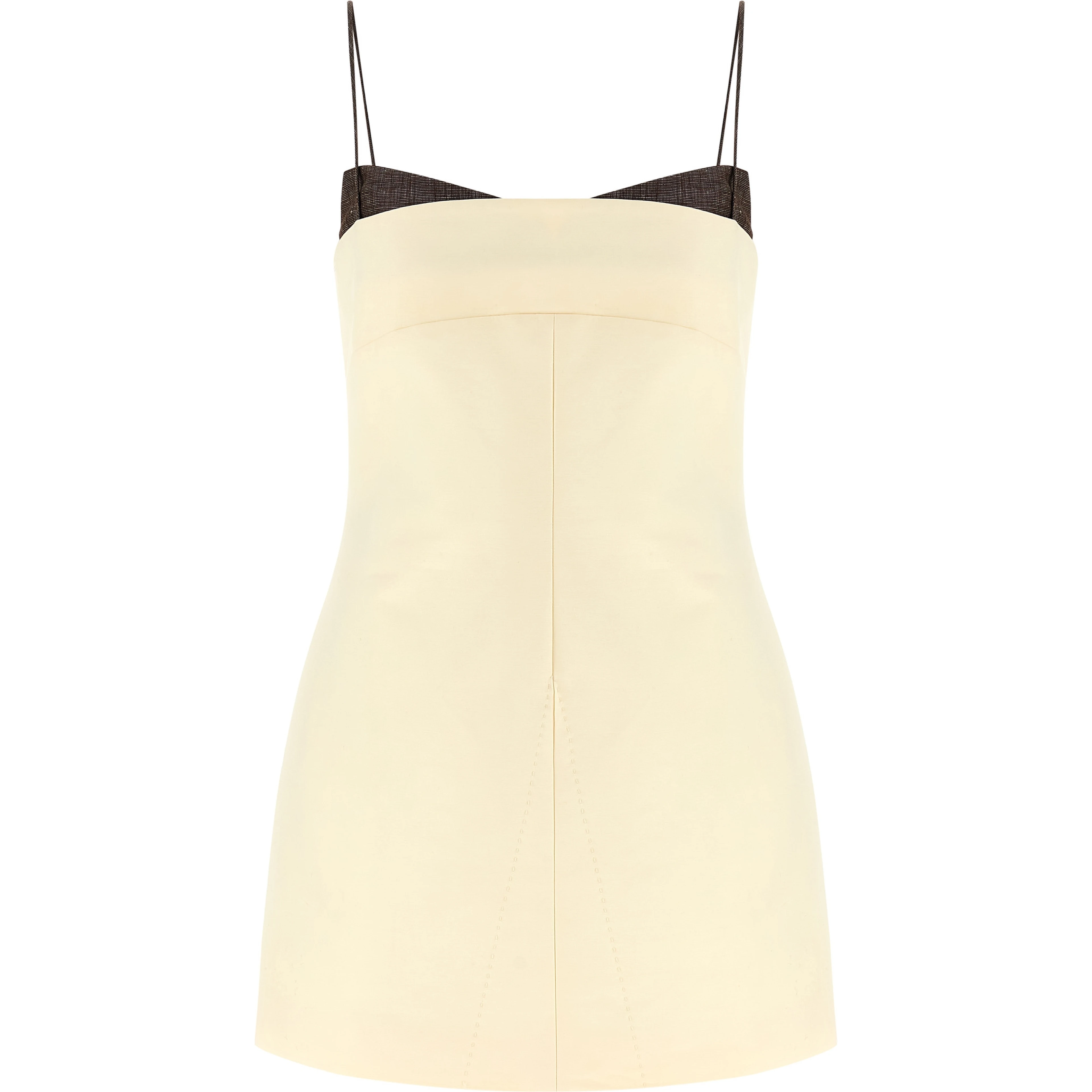 Beige Cotton Short Dress