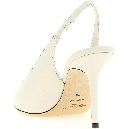 White Leather High Heel Pumps