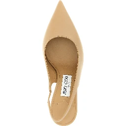 Beige Leather High Heel Pumps