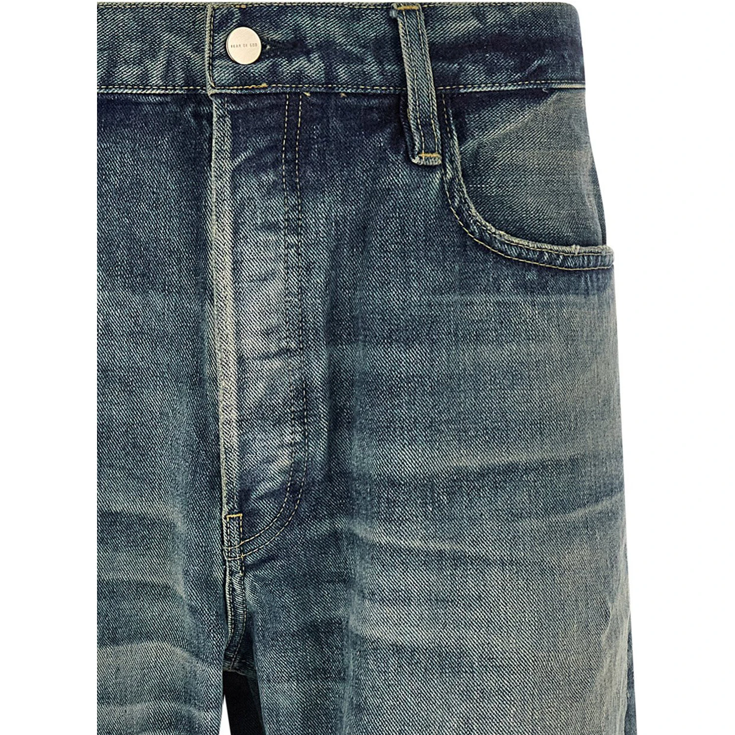 Blue Cotton Straight-Leg Jeans