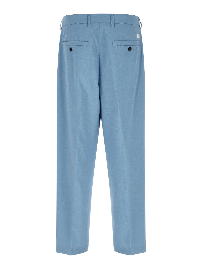 Blue Polyester Chino Pants