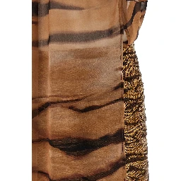 Brown Polyester Short Dress