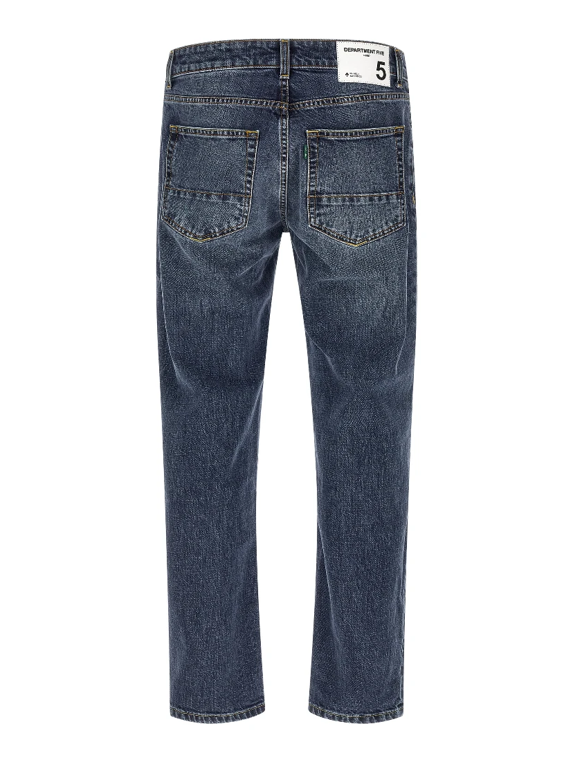 Blue Cotton Straight-Leg Jeans