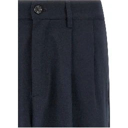 Blue Polyester Chino Pants