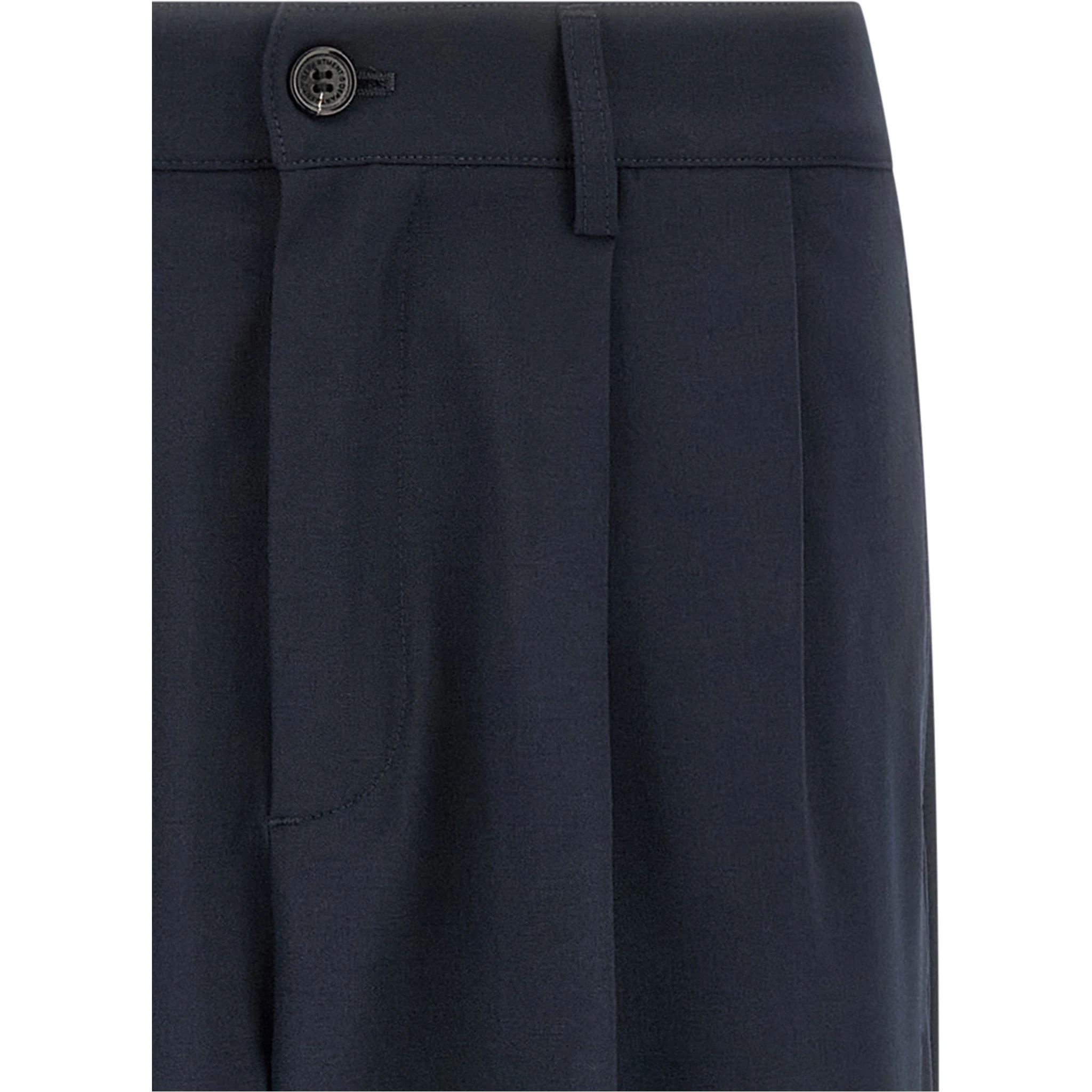 Blue Polyester Chino Pants