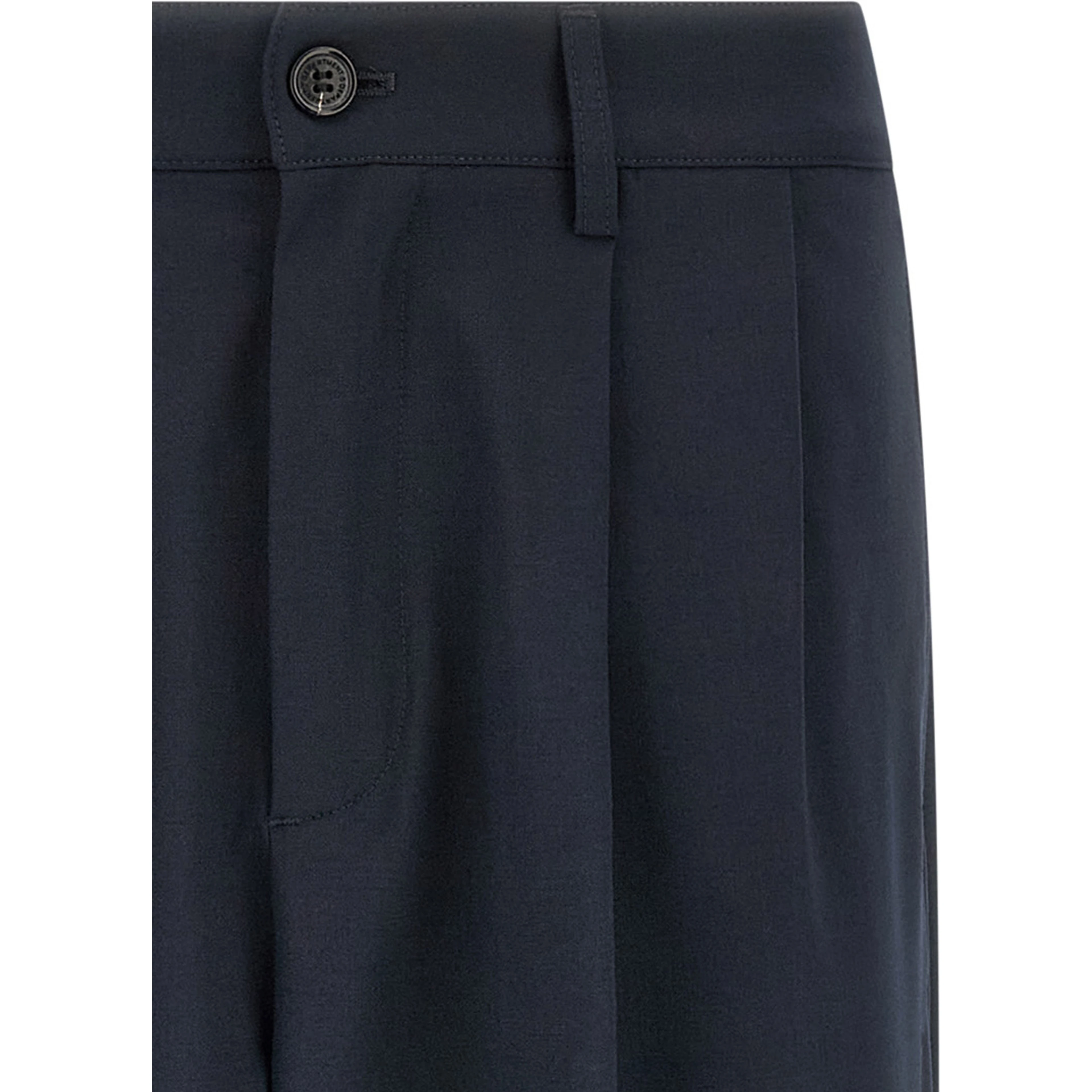 Blue Polyester Chino Pants