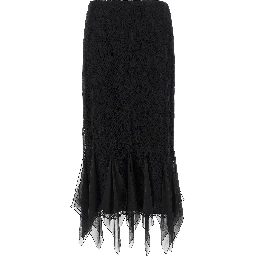Black Cotton Midi Skirt