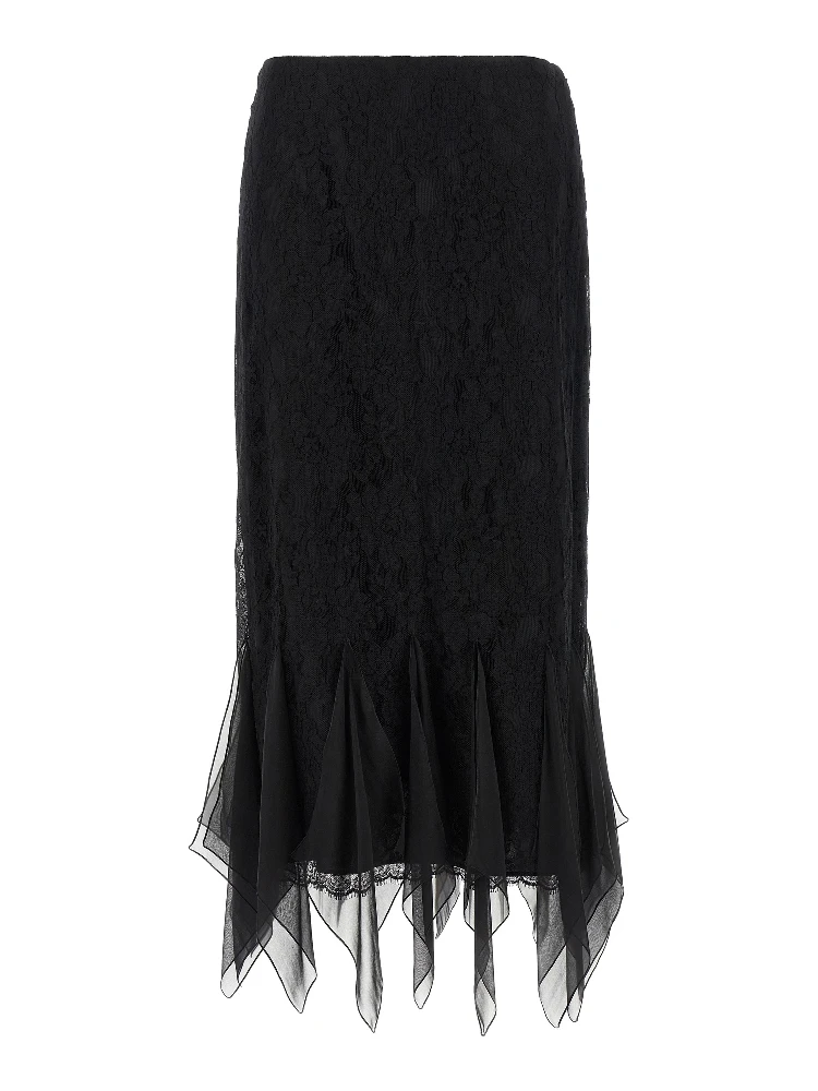 Black Cotton Midi Skirt