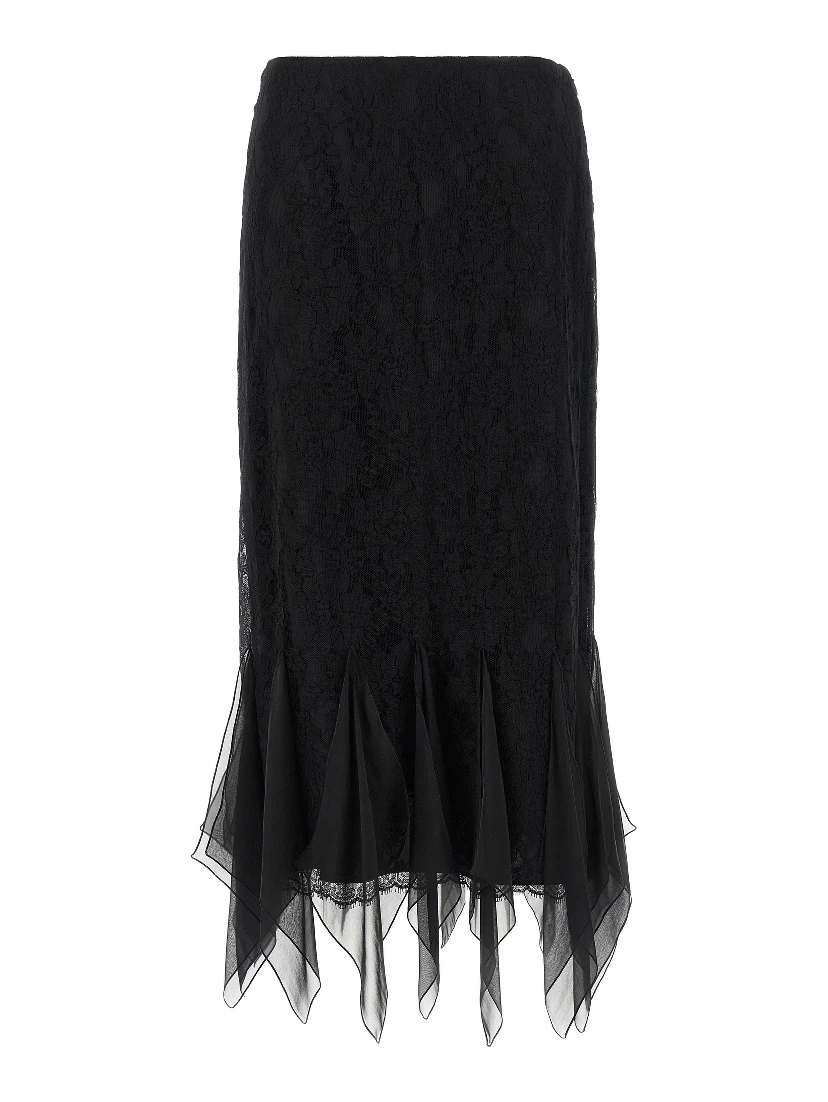 Black Cotton Midi Skirt